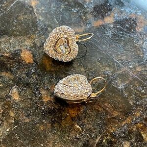 Crystal heart pierced earrings.  Spectacular!